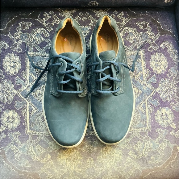 eyeshadow that matches blue dress Clarks Atticus Cap 26145342 Mens Blue Nubuck Cap Toe Oxfords Shoes